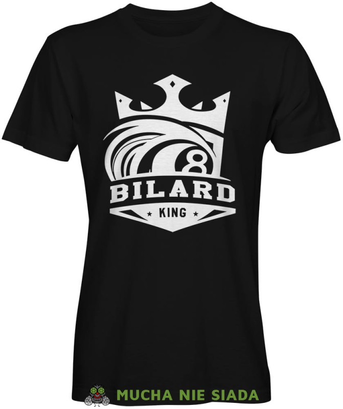 bilard king korona, męska czarna koszulka, koszulka dla bilardzisty, koszulka na bilard, dla chłopaka, dla męża, dla niego, na prezent, mucha nie siada, mns.jpg