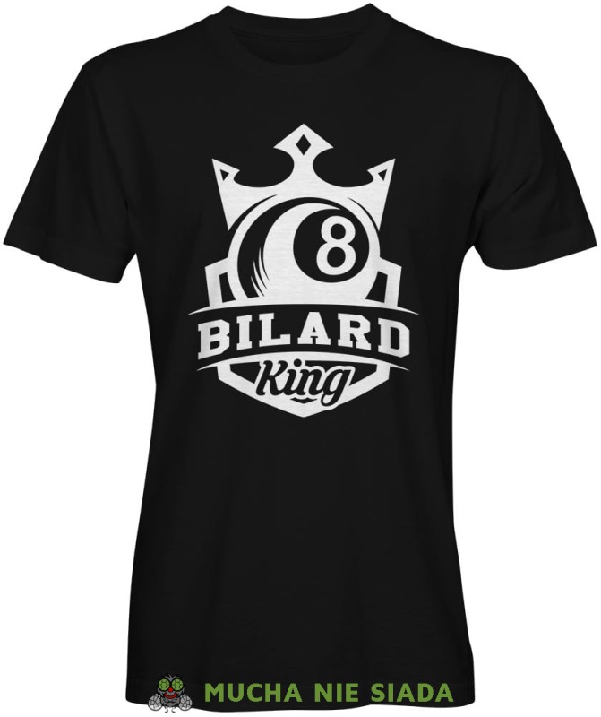 bilard king, męska czarna koszulka, koszulka dla bilardzisty, koszulka na bilard, dla chłopaka, dla męża, dla niego, na prezent, mucha nie siada, mns.jpg