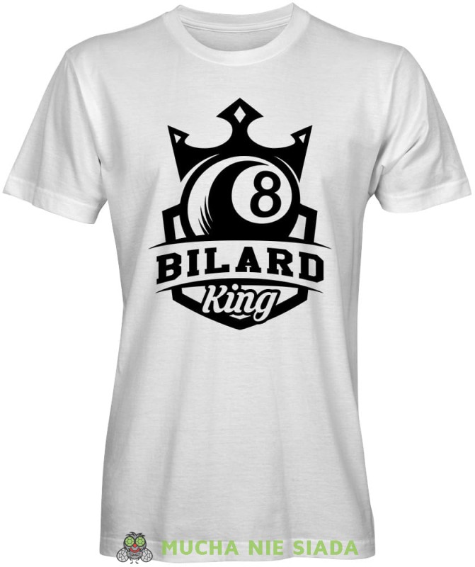 bilard king, męska biała koszulka, koszulka dla bilardzisty, koszulka na bilard, dla chłopaka, dla męża, dla niego, na prezent, mucha nie siada, mns.jpg