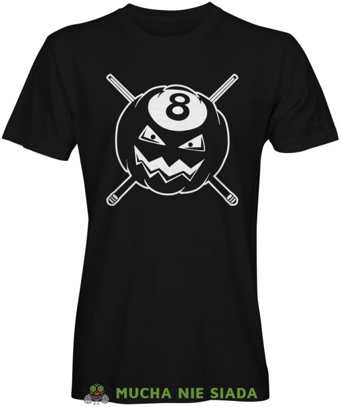 bila demon, męska czarna koszulka,  koszulka dla bilardzisty, koszulka na bilard, dla chłopaka, dla męża, dla niego, na prezent, mucha nie siada, mns.jpg