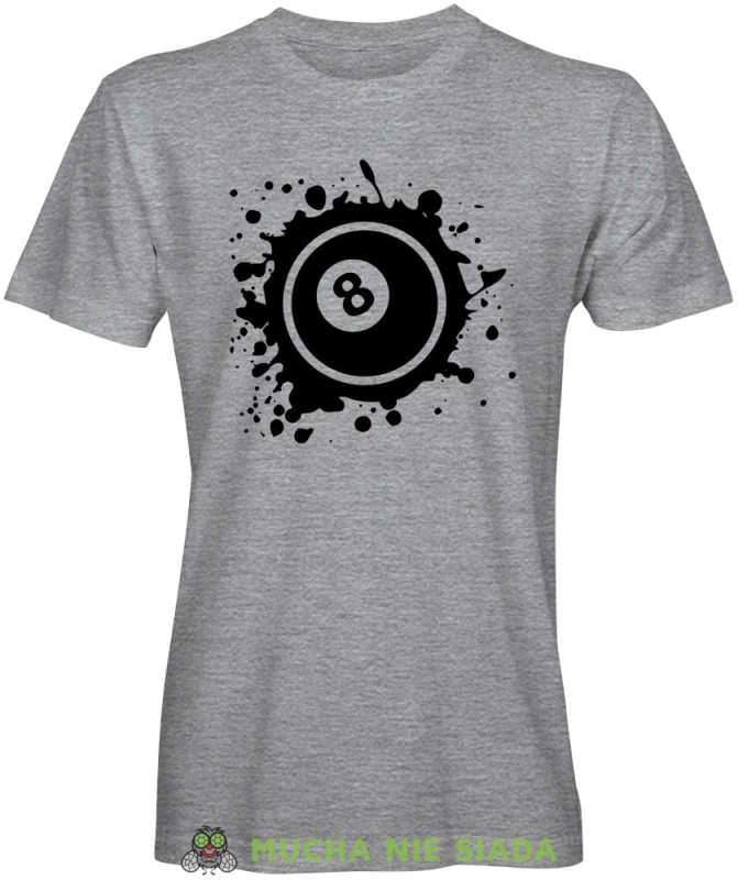 bila nr 8, męska szara koszulka, koszulki dla bilardzistów, koszulka dla bilardzisty, koszulka na bilard, dla chłopaka, dla męża, dla niego, na prezent, na urodziny, mucha nie siada, mns.jpg