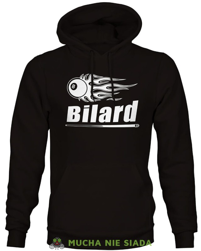 bilard hot ball, męska czarna bluza z kapturem, bluza dla bilardzisty, bluza na bilard, dla chłopaka, dla męża, dla niego, na prezent, mucha nie siada, mns.jpg