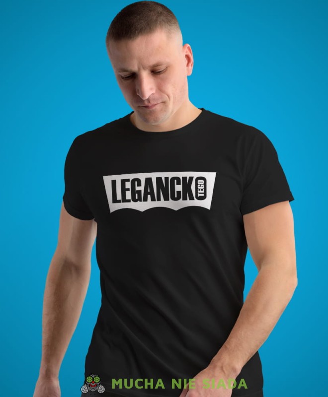 legancko tego, czarna męska koszulka z nadrukiem na co dzień, na prezent, fajna koszulka, dla chłopaka, dla męża, mucha nie siada opis.jpg