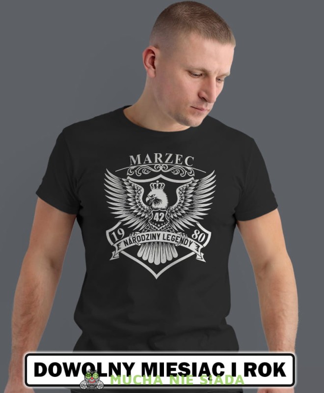 narodziny legendy orzeł,  czarna męska koszulka urodzinowa, na urodziny, na prezent, fajna koszulka, dla chłopaka, dla męża, mucha nie siada, mns, opis.jpg