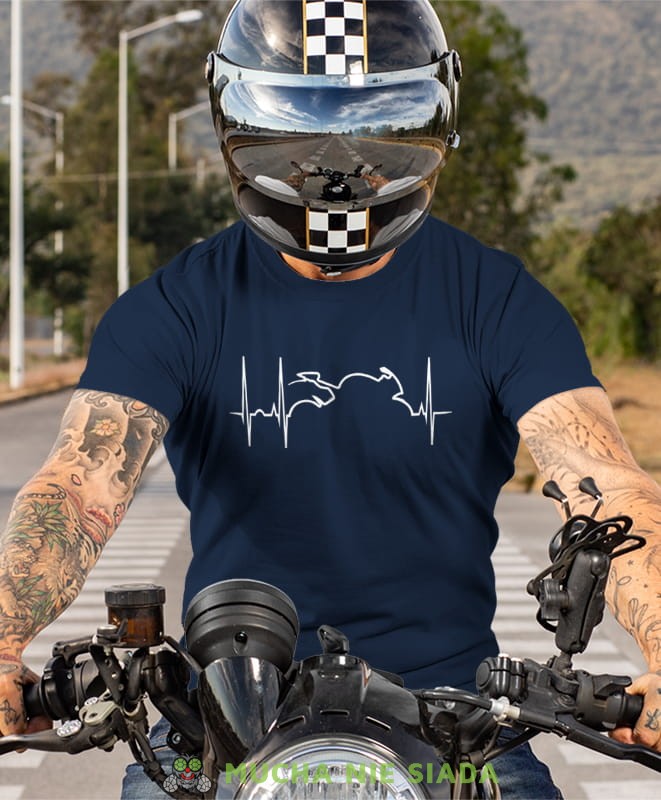 hearbeats motocykl, granatowa koszulka motocyklowa męska, koszulka dla motocyklisty, na motocykl, na prezent dla miłośnika motocykli, motocykl.jpg