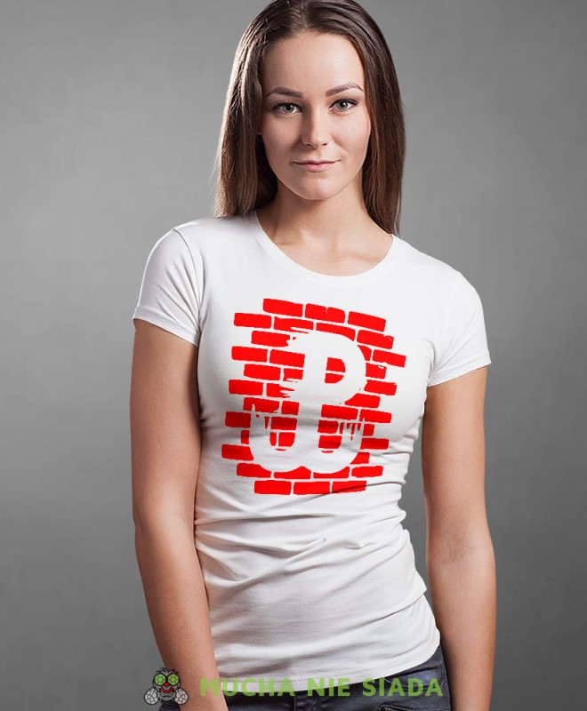 Polska Walcząca mur, biała damska koszulka z nadrukiem, koszulka patriotyczna, koszulki z grafiką patriotyczną, dla kobiet, dla dziewczyny na prezent, koszulka Polska, koszulki Polska.jpg
