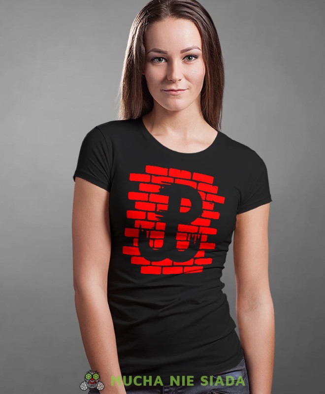 Polska Walcząca mur, czarna damska koszulka z nadrukiem, koszulka patriotyczna, koszulki z grafiką patriotyczną, dla kobiet, dla dziewczyny na prezent, koszulka Polska, koszulki Polska.jpg