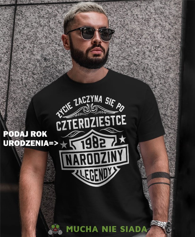 życie zaczyna się po 20, 30, 40, 50, 60, 70, 80 narodziny legendy, czarna męska koszulka urodzinowa, na urodziny, na prezent, fajna koszulka, dla chłopaka, dla męża, mucha nie siada, opis.jpg