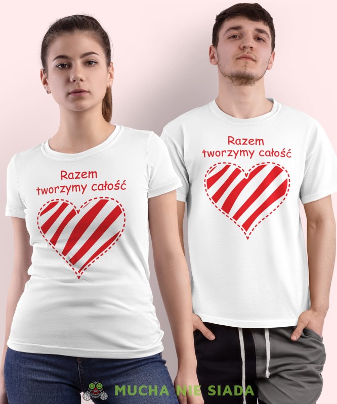 Razem tworzymy całość Serce, białe koszulki dla par, dla męża, dla żony, walentynki, fajne koszulki, t-shirty dla par, mucha nie siada, mns.jpg