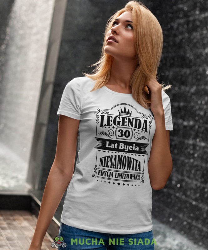Legenda 20 30 40 50 60 lat bycia niesamowitą Edycja limitowana, biała damska koszulka urodzinowa z nadrukiem, na urodziny, na prezent, dla niej, mucha nie siada, mns.jpg