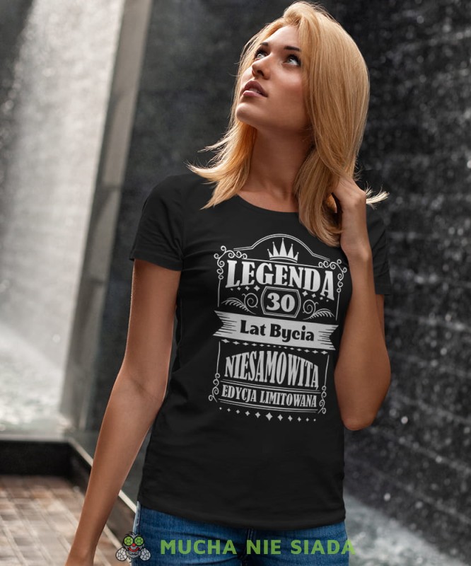 Legenda 20 30 40 50 60 lat bycia niesamowitą Edycja limitowana, czarna damska koszulka urodzinowa z nadrukiem, na urodziny, na prezent, dla niej, mucha nie siada, mns.jpg