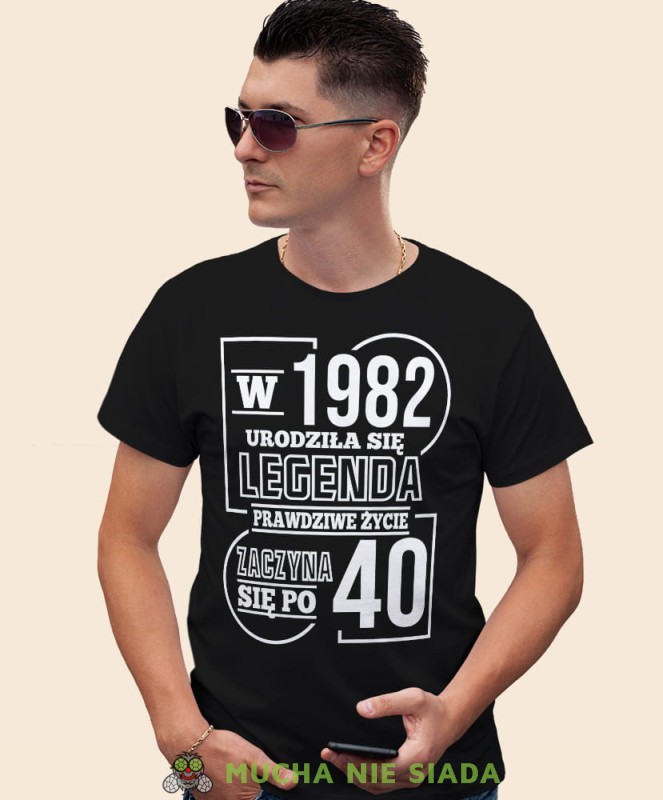 Urodziła się legenda - prawdziwe życie zaczyna się po 20 30 40 50 60 70, czarna męska koszulka urodzinowa, na urodziny, na prezent, fajna koszulka, dla chłopaka, dla męża, mucha nie siada, mns.jpg