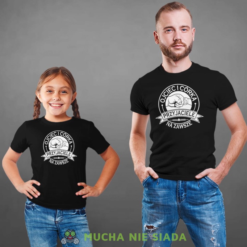 Ojciec i córka przyjaciele na zawsze, zestaw czarnych koszulek dla taty i córki, na prezent, fajne koszulki, mucha nie siada, rodzina.jpg
