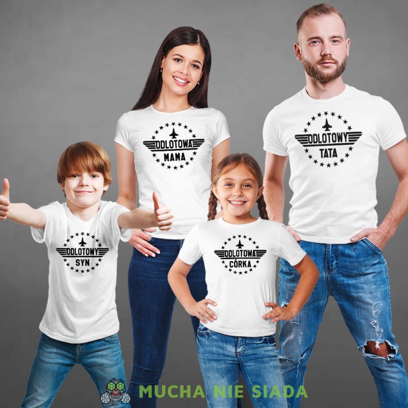Odlotowa Rodzina, mama, tata, syn, córka, białe koszulki rodzinne, friends styl, na prezent, fajne koszulki, mucha nie siada, mns sklep.jpg