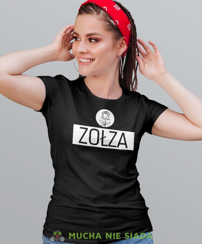 zołza róża, czarna damska koszulka z nadrukiem na prezent dla dziewczyny dla żony.jpg