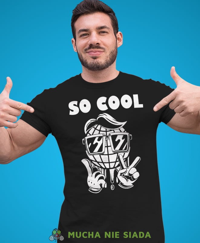 so cool, czarna męska koszulka z nadrukiem na co dzień, na prezent, fajna koszulka.jpg
