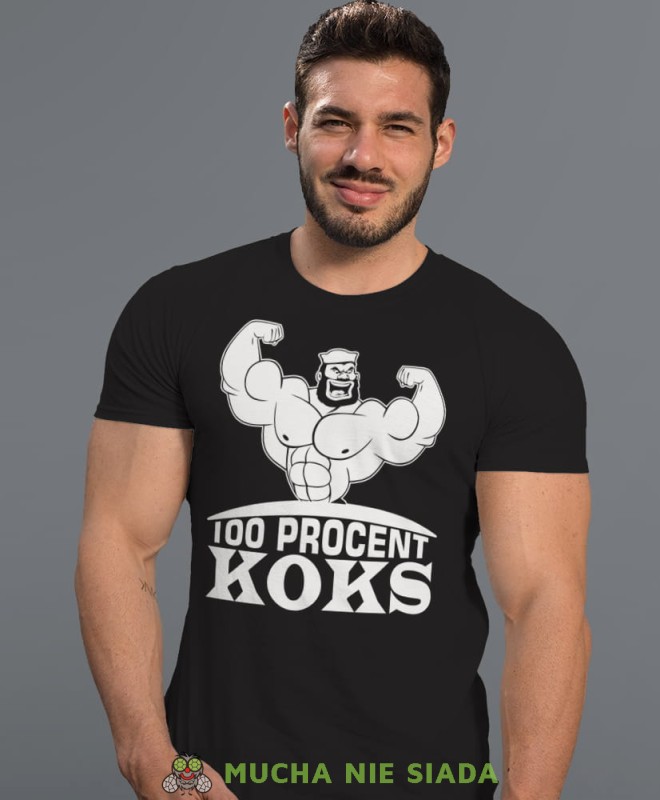 100 procent koks, czarna koszulka na siłownię, męska koszulka, koszulka sportowa, na sport, gym, na siłownię.jpg
