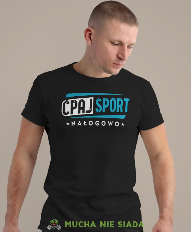 ćpaj sport nałogowo, czarna koszulka na siłownię, męska koszulka, koszulka sportowa, na sport, gym, na siłownię.jpg
