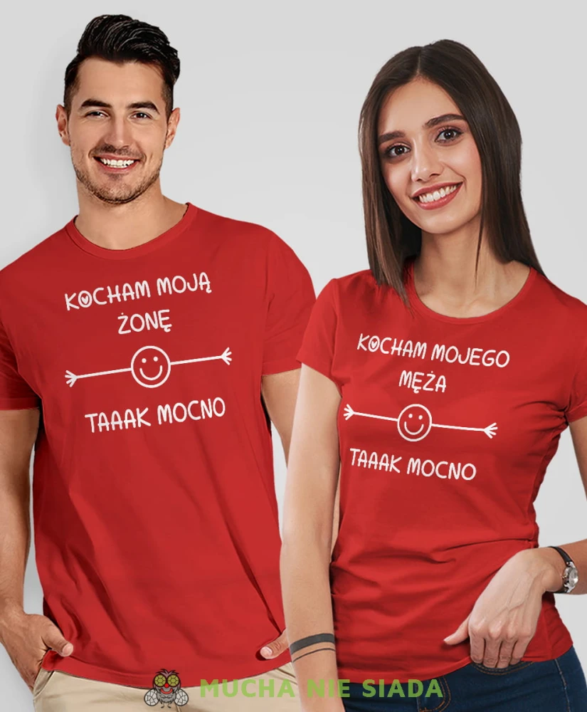 Kocham moją żonę Kocham mojego męża taaak mocno, czerwone koszulki dla par, dla męża, dla żony, walentynki, fajne koszulki, t-shirty dla par, mucha nie siada, mns.jpg