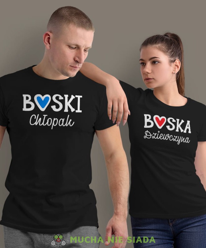 Boska Dziewczyna Boski Chłopak, czarne koszulki dla par, dla chłopaka, dla dziewczyny, walentynki, fajne koszulki, t-shirty dla par, mucha nie siada sklep, mns sklep.jpg