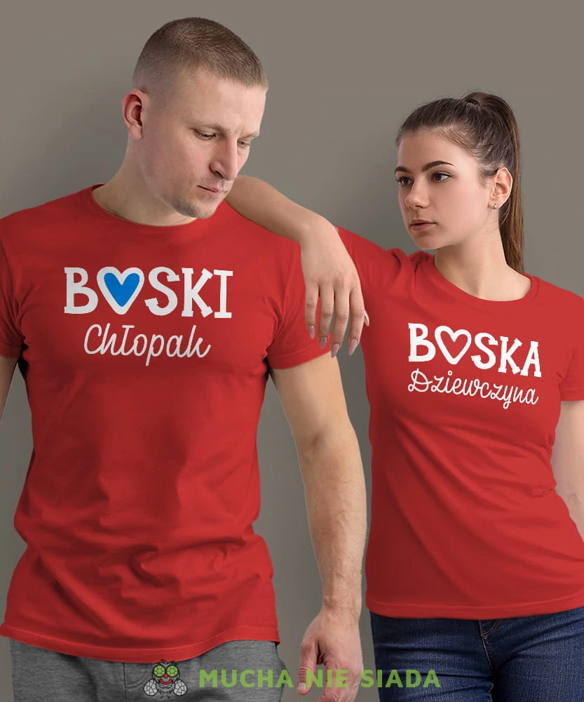 Boska Dziewczyna Boski Chłopak, czerwone koszulki dla par, dla chłopaka, dla dziewczyny, walentynki, fajne koszulki, t-shirty dla par, mucha nie siada sklep, mns sklep.jpg