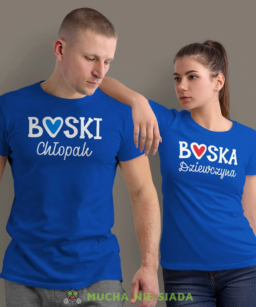 Boska Dziewczyna Boski Chłopak, niebieskie koszulki dla par, dla chłopaka, dla dziewczyny, walentynki, fajne koszulki, t-shirty dla par, mucha nie siada sklep, mns sklep.jpg