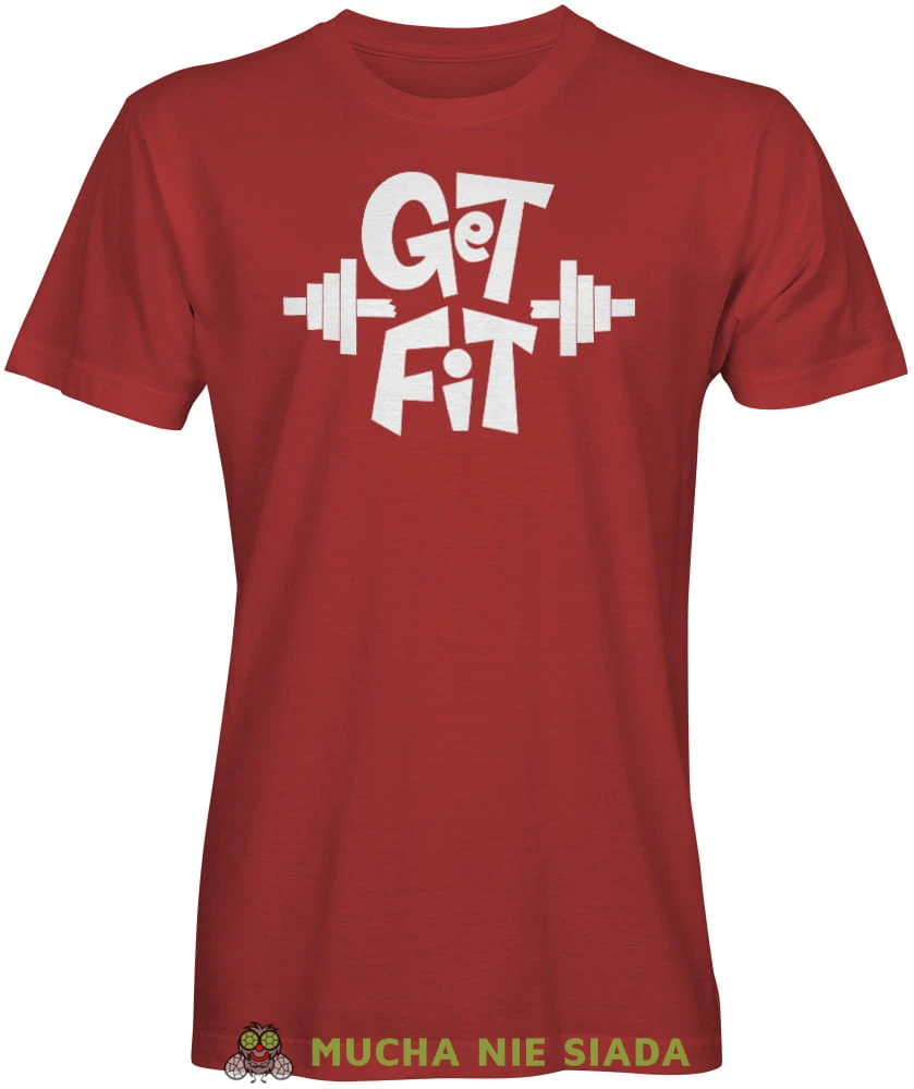 Get Fit, czerwona koszulka na siłownię, męska koszulka, koszulka sportowa, crossfit, gym, na siłownię.jpg