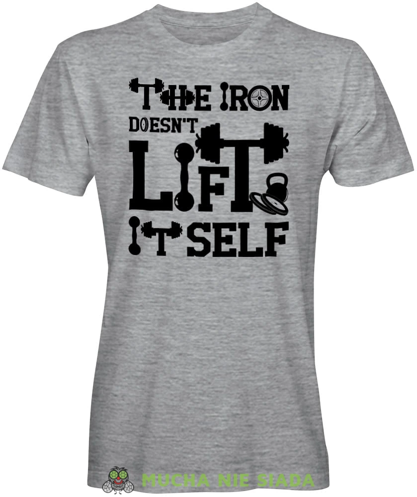 The iron doesn't lift it self, szara koszulka na siłownię, męska koszulka, koszulka sportowa, crossfit, gym, na siłownię.jpg