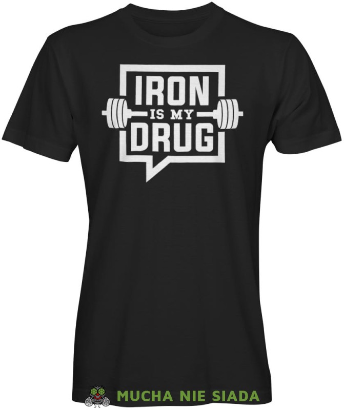 Iron is my drug, czarna męska koszulka na siłownię koszulka sportowa, crossfit, gym, na siłownię.jpg