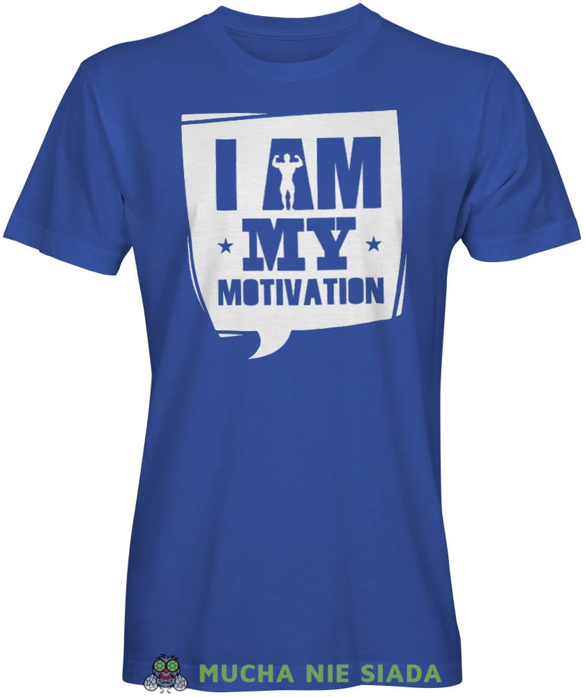 I am my motivation, niebieska koszulka na siłownię, męska koszulka, koszulka sportowa, crossfit, gym, na siłownię.jpg