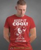 keep it cool, czerwona męska koszulka z nadrukiem na co dzień, na prezent, fajna koszulka.jpg