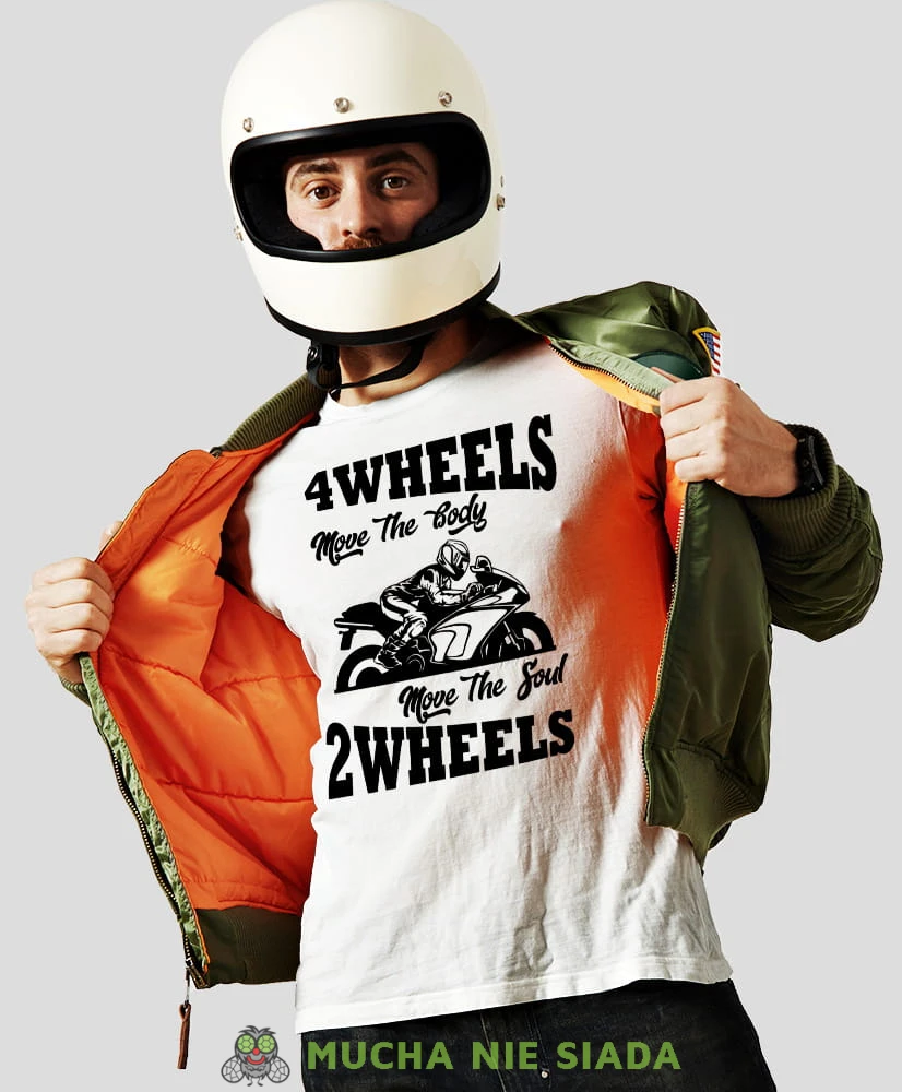 4 wheels move the body 2 wheels move the soul, biała męska koszulka, koszulka dla motocyklisty, koszulki na motocykl, koszulka na motocykl, męska koszulka na motocykl na prezent dla miłośnika motocykli.jpg