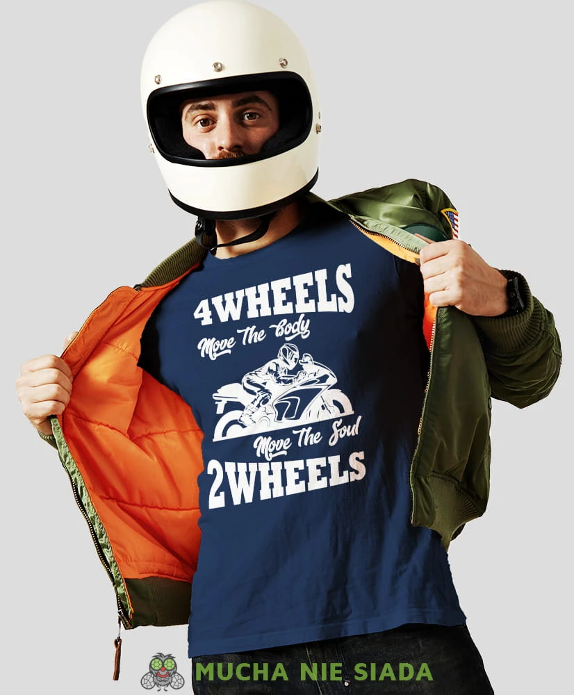 4 wheels move the body 2 wheels move the soul, granatowa męska koszulka, koszulka dla motocyklisty, koszulki na motocykl, koszulka na motocykl, męska koszulka na motocykl na prezent dla miłośnika motocykli.jpg