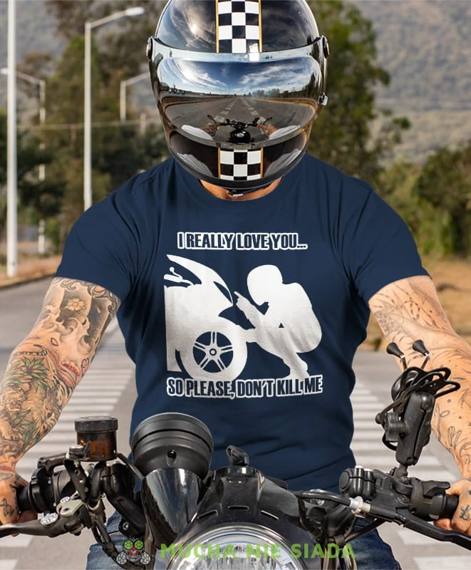 I really love you, granatowa męska koszulka, koszulka dla motocyklisty, koszulki na motocykl, koszulka na motocykl, męska koszulka na motocykl na prezent dla miłośnika motocykli.jpg