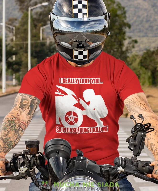 I really love you, czerwona męska koszulka, koszulka dla motocyklisty, koszulki na motocykl, koszulka na motocykl, męska koszulka na motocykl na prezent dla miłośnika motocykli.jpg