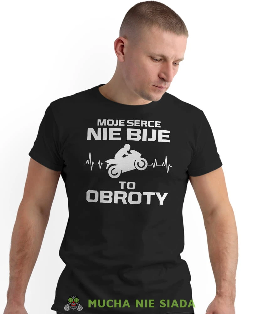 Moje serce nie bije To obroty, czarna męska koszulka, koszulka dla motocyklisty, koszulki na motocykl, koszulka na motocykl, męska koszulka na motocykl na prezent dla miłośnika motocykli.jpg