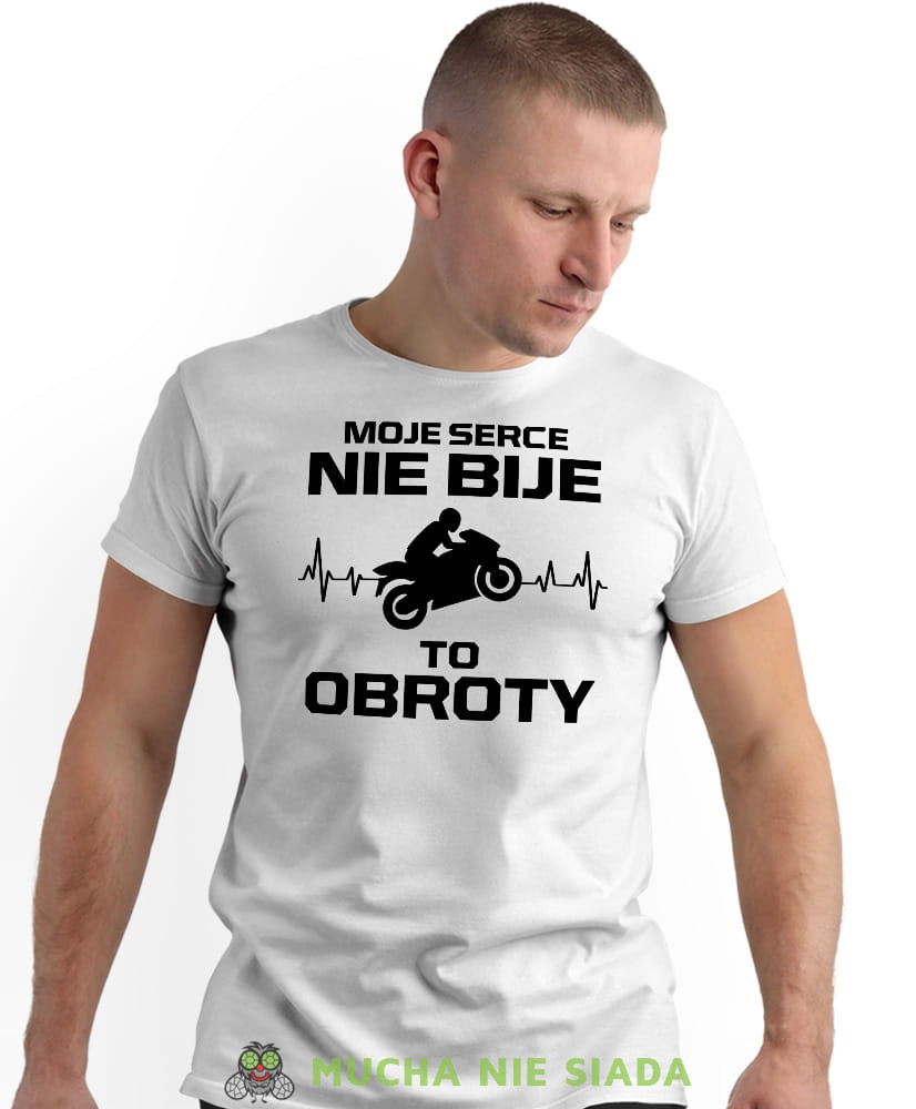 Męska Koszulka motocyklowa - Moje serce nie bije To obroty