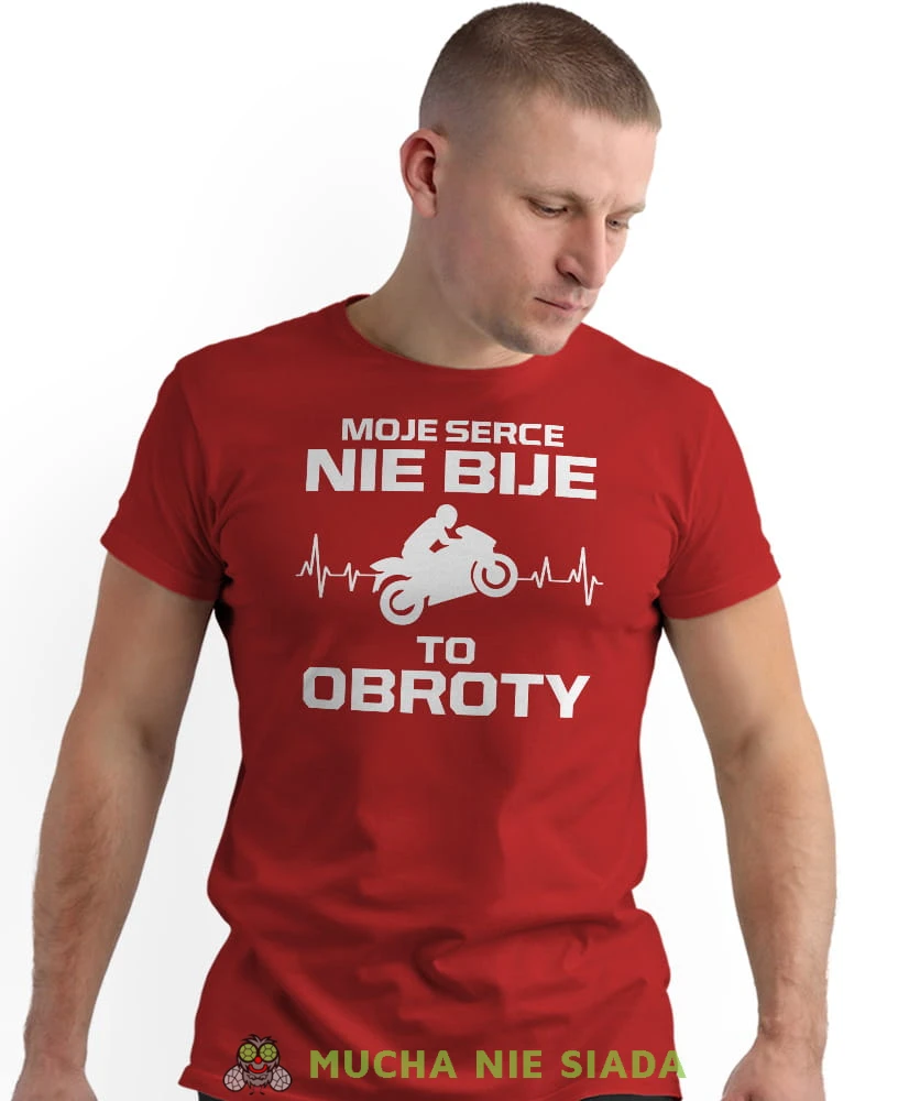 Moje serce nie bije To obroty, czerwona męska koszulka, koszulka dla motocyklisty, koszulki na motocykl, koszulka na motocykl, męska koszulka na motocykl na prezent dla miłośnika motocykli.jpg