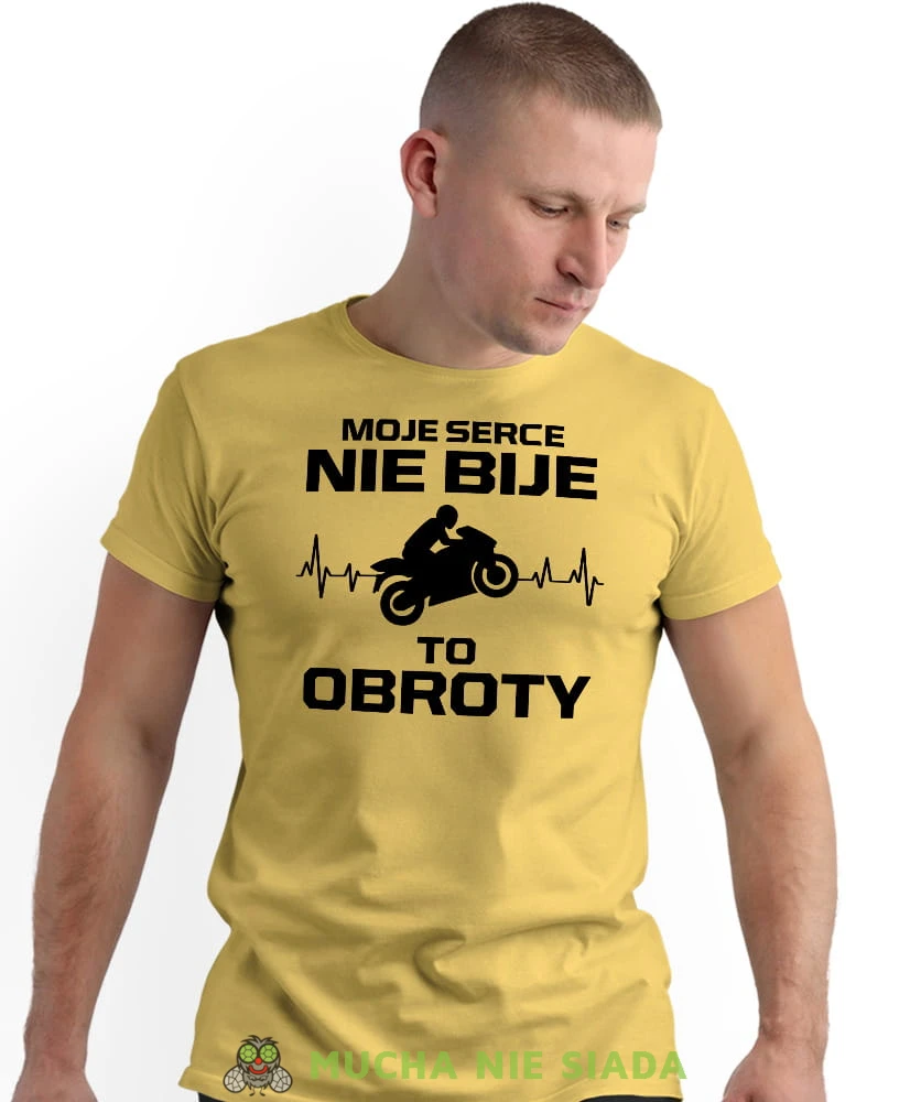 Moje serce nie bije To obroty, żółta męska koszulka, koszulka dla motocyklisty, koszulki na motocykl, koszulka na motocykl, męska koszulka na motocykl na prezent dla miłośnika motocykli.jpg
