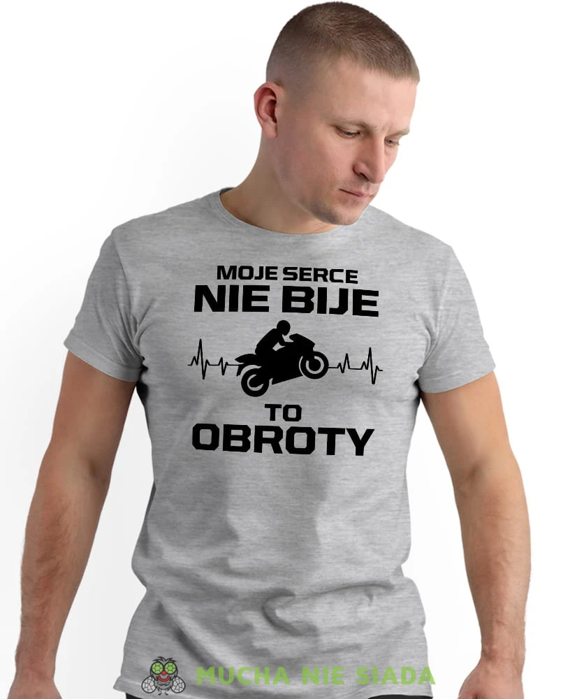 Moje serce nie bije To obroty, szara męska koszulka, koszulka dla motocyklisty, koszulki na motocykl, koszulka na motocykl, męska koszulka na motocykl na prezent dla miłośnika motocykli.jpg