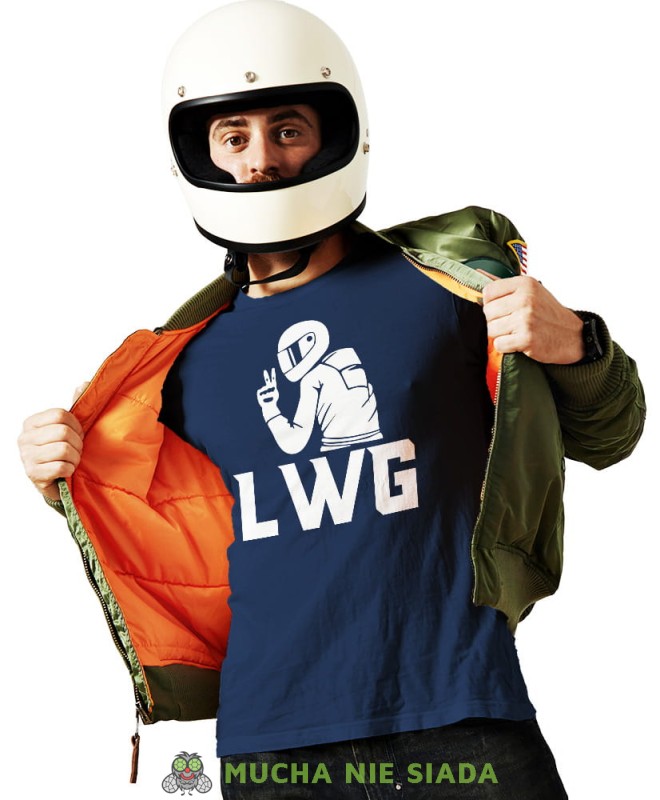 LWG motocyklista, granatowa męska koszulka, koszulka dla motocyklisty, koszulki na motocykl, koszulka na motocykl, męska koszulka na motocykl na prezent dla miłośnika motocykli.jpg