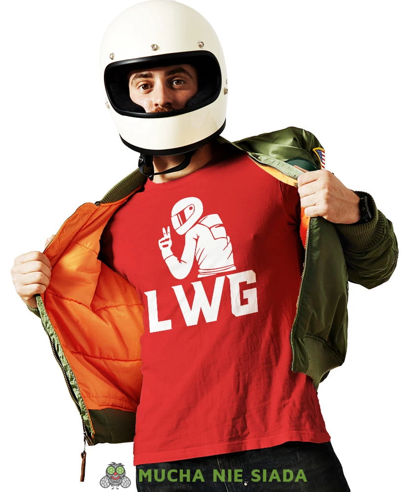 LWG motocyklista, czerwona męska koszulka, koszulka dla motocyklisty, koszulki na motocykl, koszulka na motocykl, męska koszulka na motocykl na prezent dla miłośnika motocykli.jpg