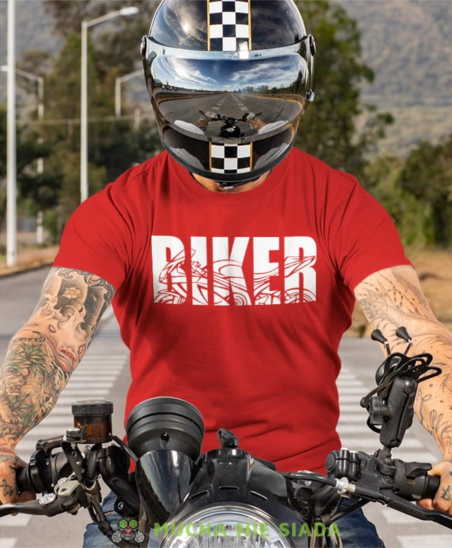 Biker motcykl, czerwona męska koszulka, koszulka dla motocyklisty, koszulki na motocykl, koszulka na motocykl, męska koszulka na motocykl na prezent dla miłośnika motocykli.jpg