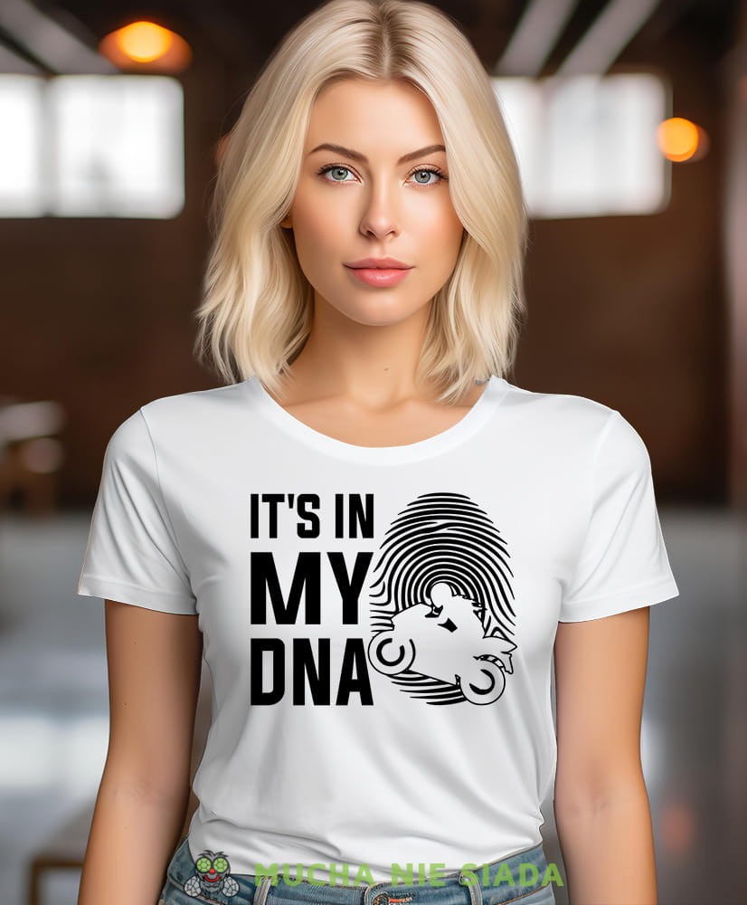 Damska koszulka motocyklowa - It's in my DNA odcisk palca motocyklistka