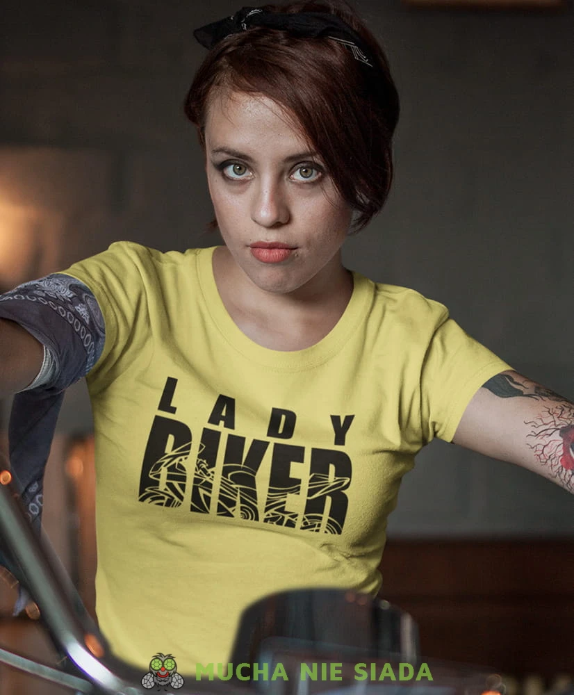 Lady biker, damska koszulka, koszulka motocyklowa, koszulka dla motocyklistki, damska koszulka na motocykl, koszulka dla miłośniczki motocykli, motocykl, mucha nie siada sklep.jpg