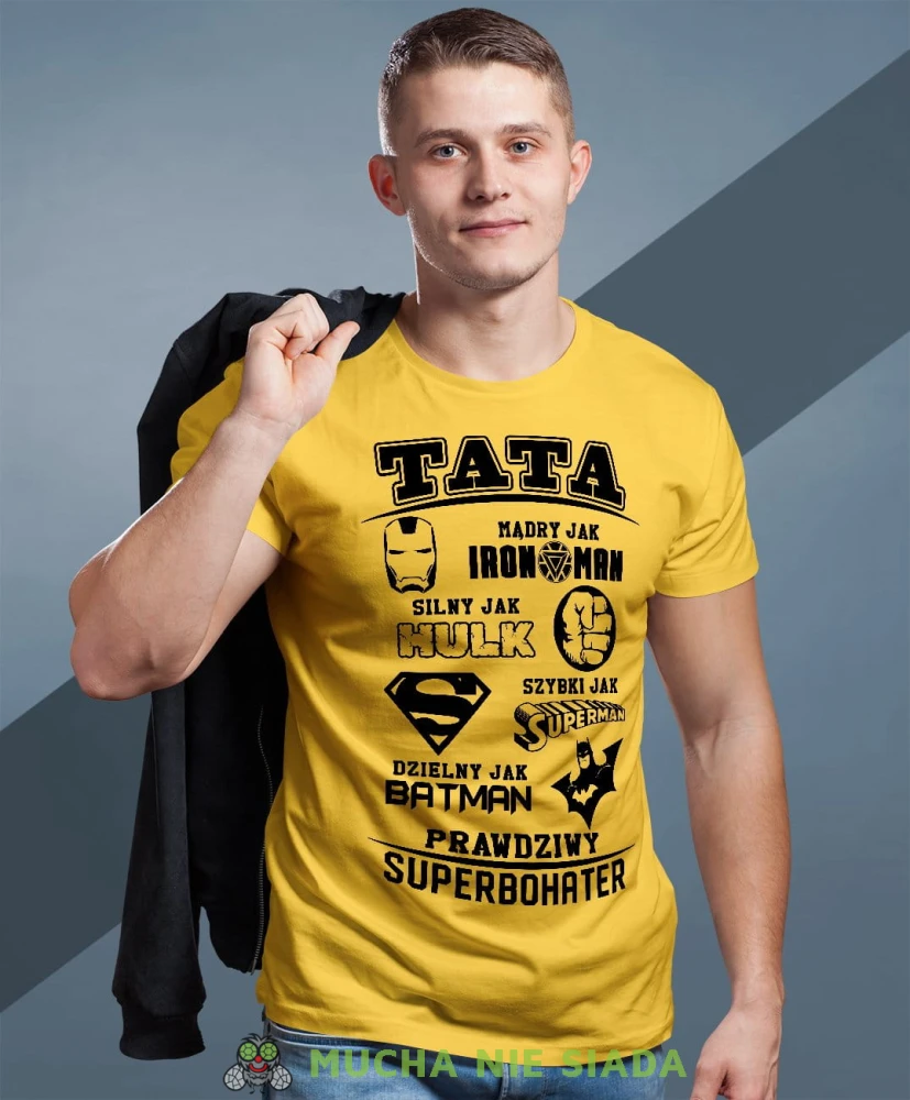 Tata prawdziwy superbohater koszulka dla taty żółta