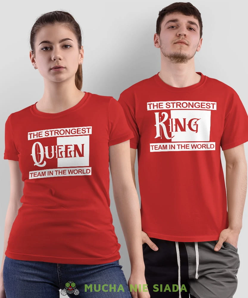 Queen King, The strongest team in the world, czerwone koszulki dla par, dla męża, dla żony, dla chłopaka, dla dziewczyny, dla zakochanych, dla par, walentynki, fajne koszulki, t-shirty dla par, mucha nie siada, mns.jpg