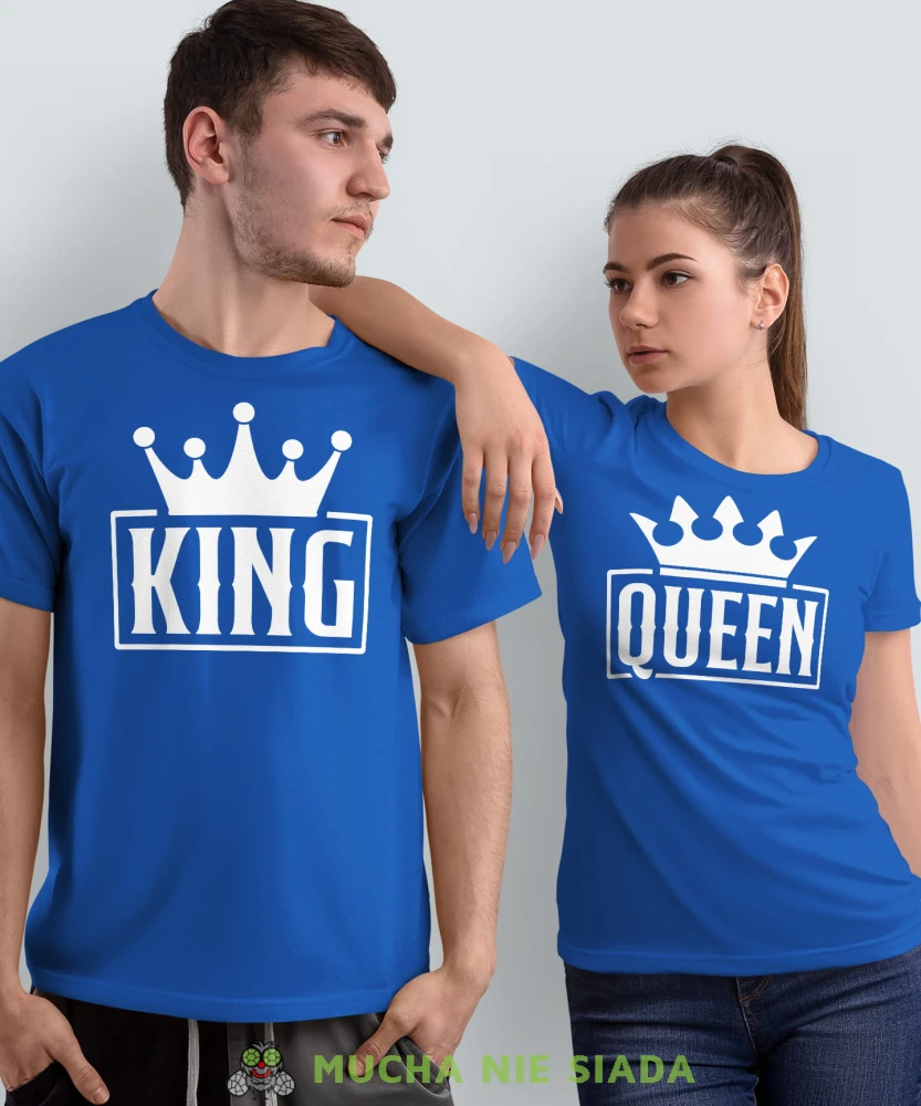 King Queen, niebieskie koszulki dla par, dla męża, dla żony, dla chłopaka, dla dziewczyny, dla zakochanych, dla par, walentynki, fajne koszulki, t-shirty dla par, mucha nie siada, mns.jpg