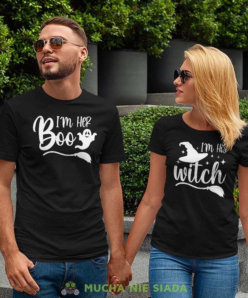 Im her boo I his witch, czarne koszulki dla par, dla męża, dla żony, dla chłopaka, dla dziewczyny, dla zakochanych, dla par, walentynki, fajne koszulki, t-shirty dla par, mucha nie siada, mns.jpg