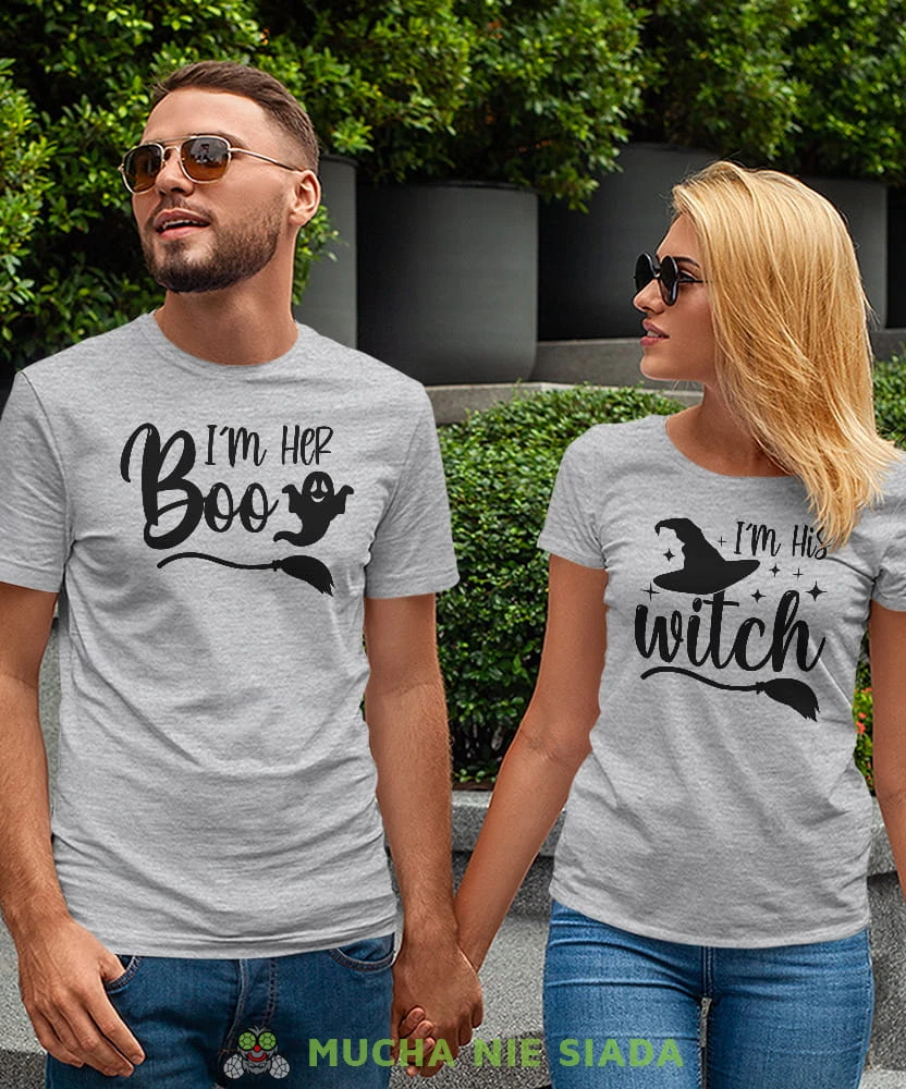 Im her boo I his witch, szare koszulki dla par, dla męża, dla żony, dla chłopaka, dla dziewczyny, dla zakochanych, dla par, walentynki, fajne koszulki, t-shirty dla par, mucha nie siada, mns.jpg